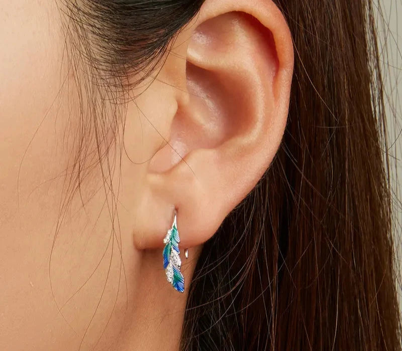 Blue Feathers Earrings