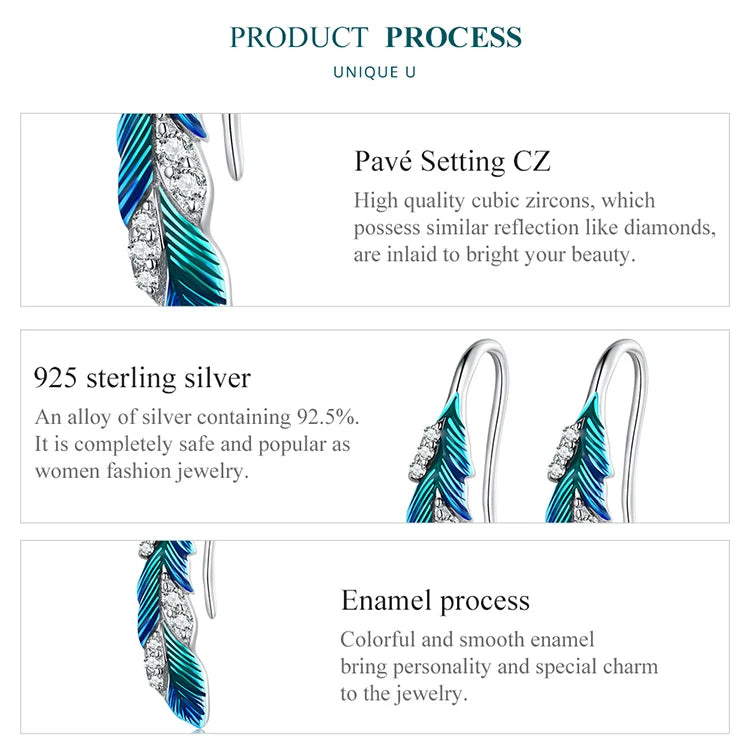 Blue Feathers Earrings