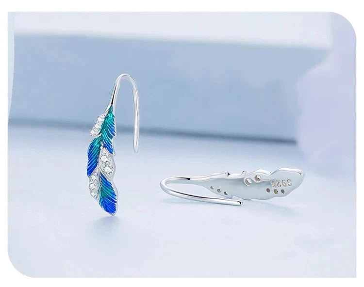 Blue Feathers Earrings