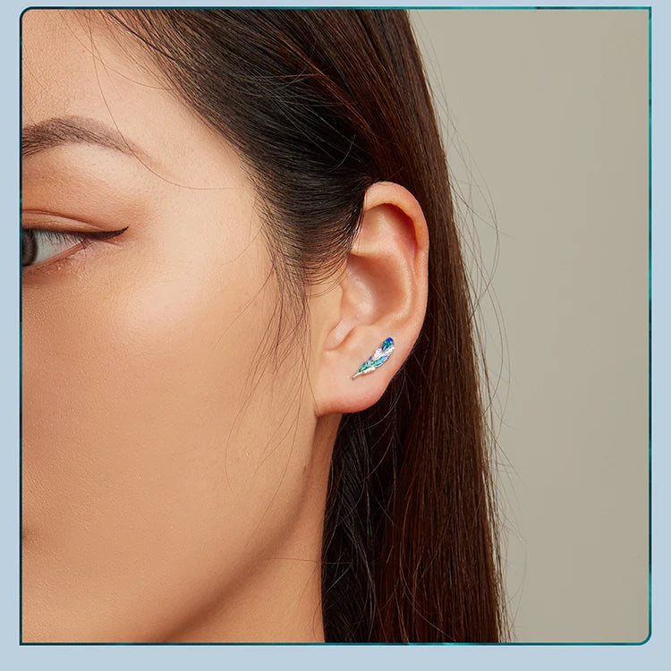 Blue Feathers Earrings