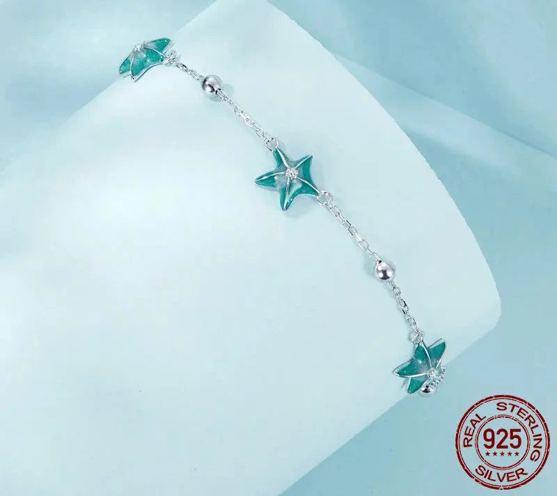 Blue-Green Starfish Anklet