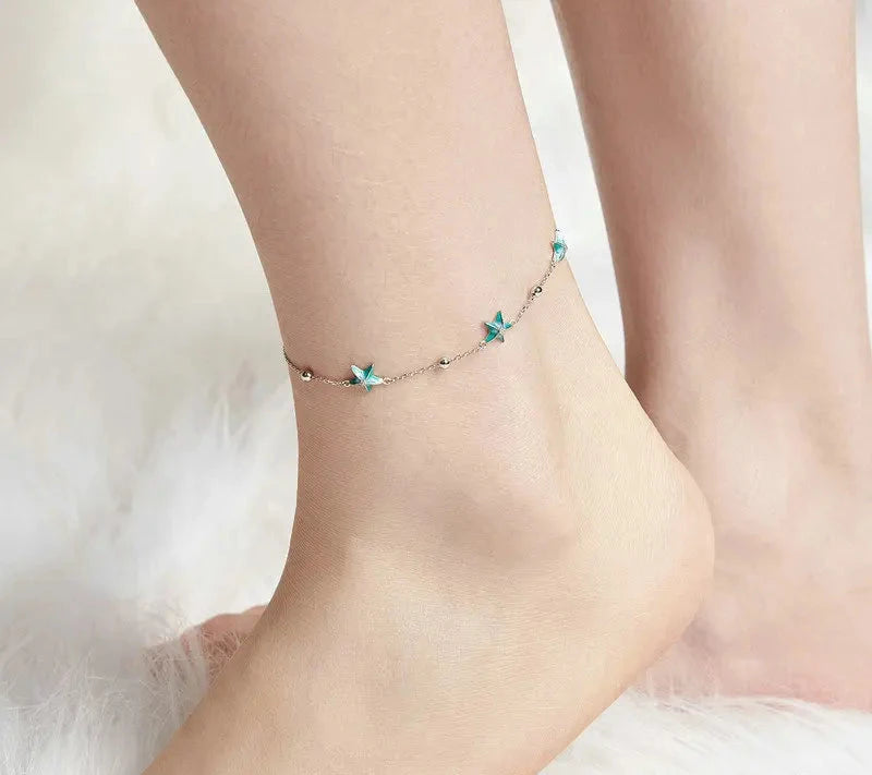Blue-Green Starfish Anklet