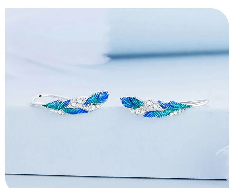 Blue Feathers Earrings