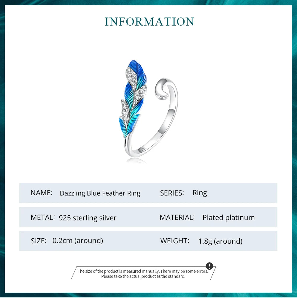 Dazzling Blue Feather Ring