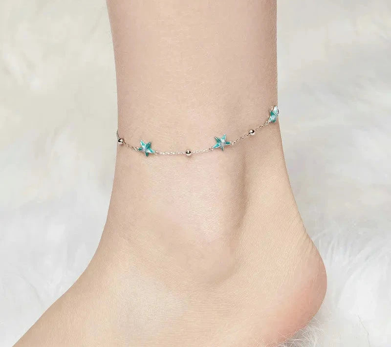 Blue-Green Starfish Anklet