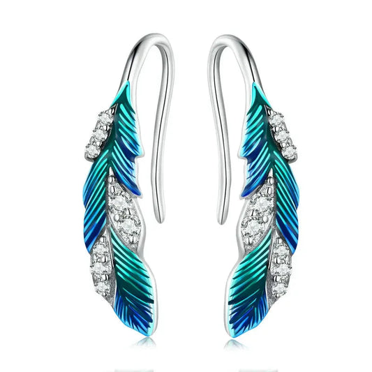 Blue Feathers Earrings