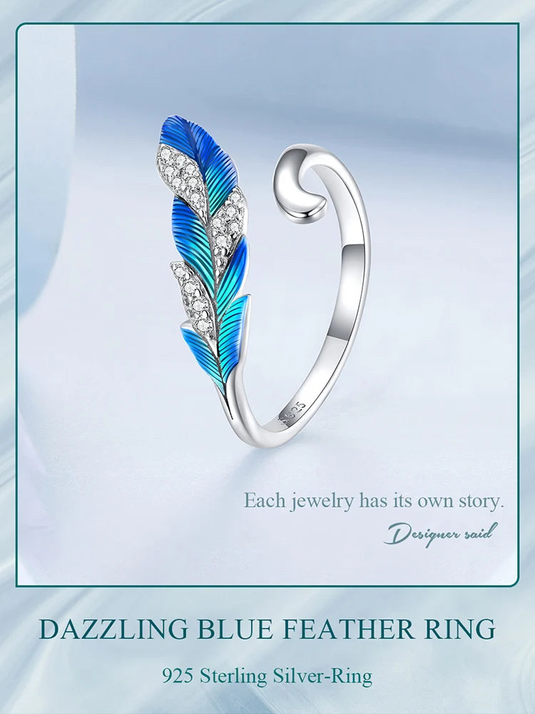 Dazzling Blue Feather Ring