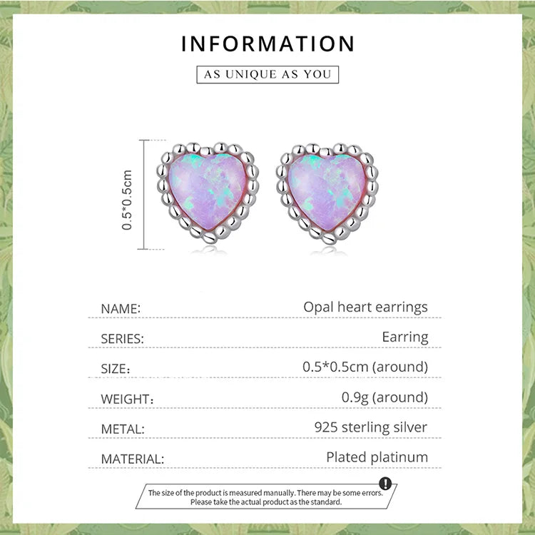 Opal Heart Earrings