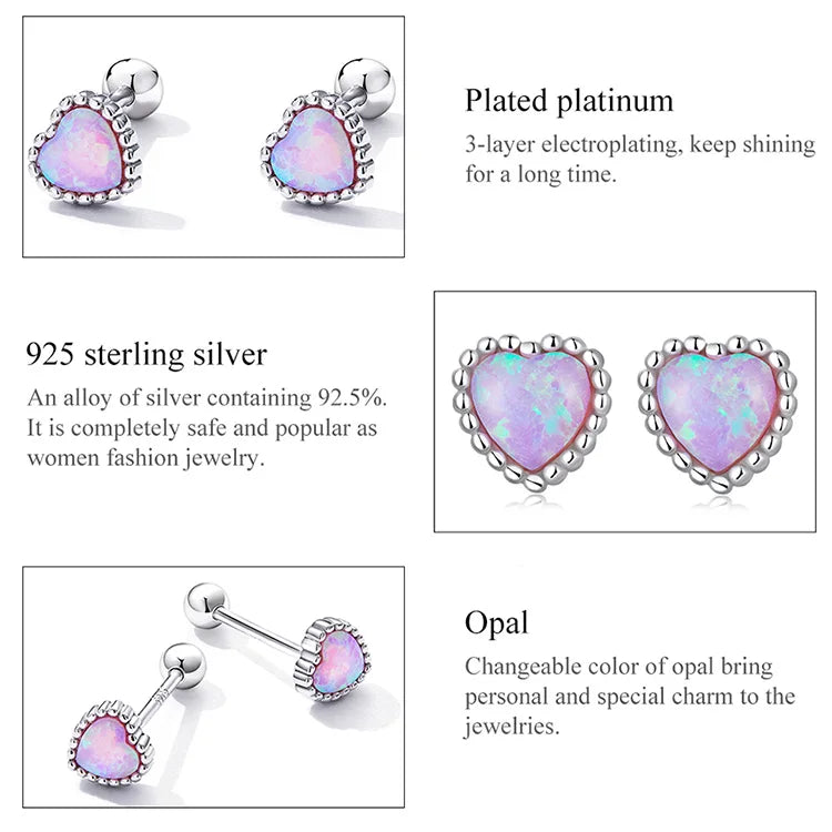 Opal Heart Earrings